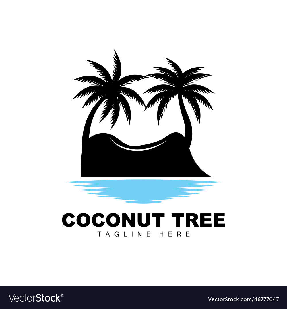 Coconut tree logo ocean tree design Royalty Free Vector