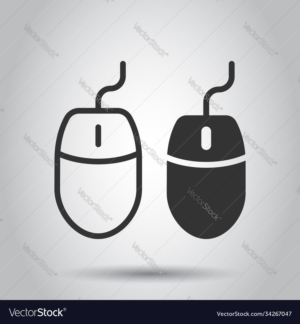 Computer mouse icon in flat style cursor on white