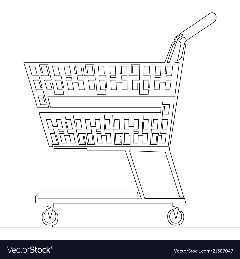 Continuous one line drawn shopping cart