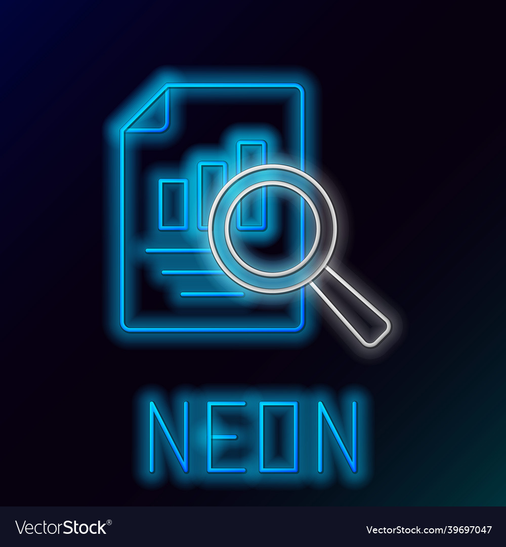 Glowing neon line document with graph chart icon