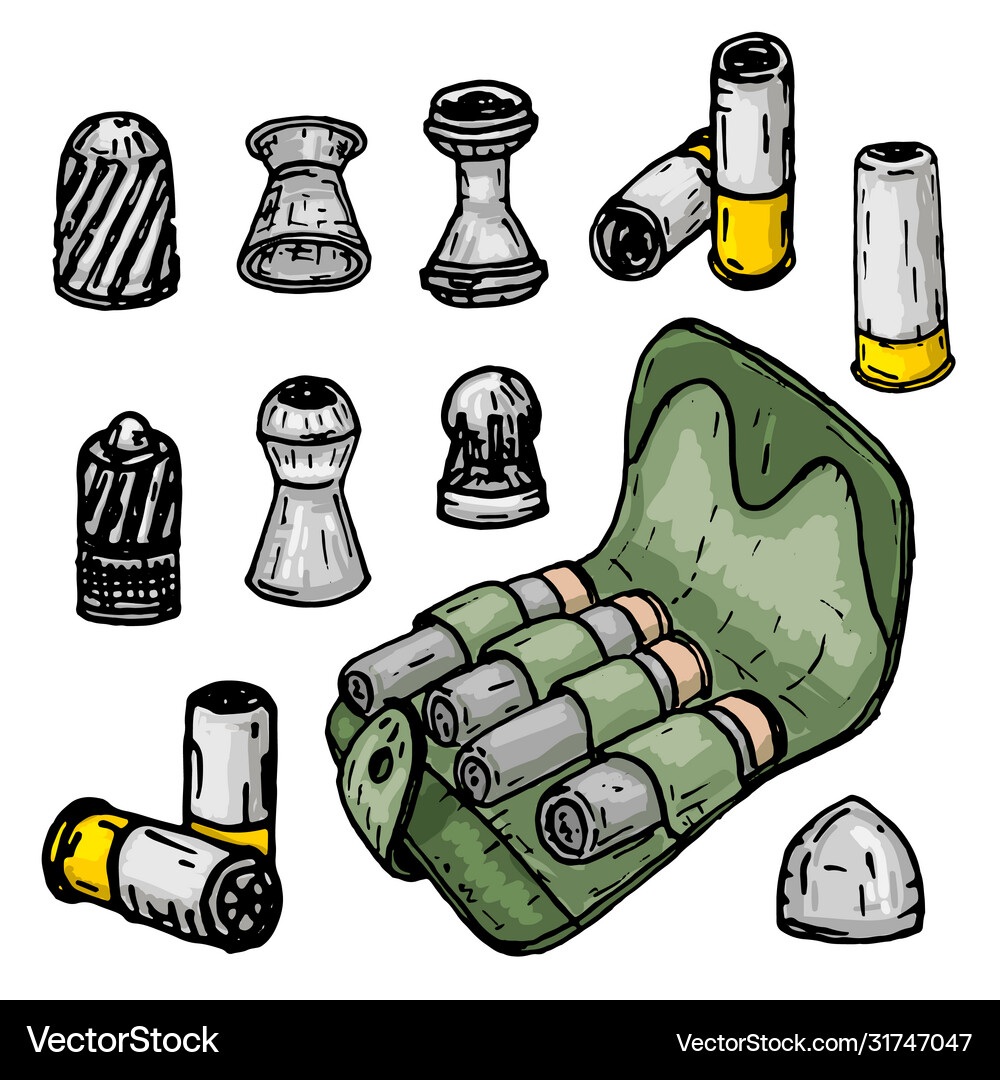 Lead bullets cartridges bandoleer Royalty Free Vector Image