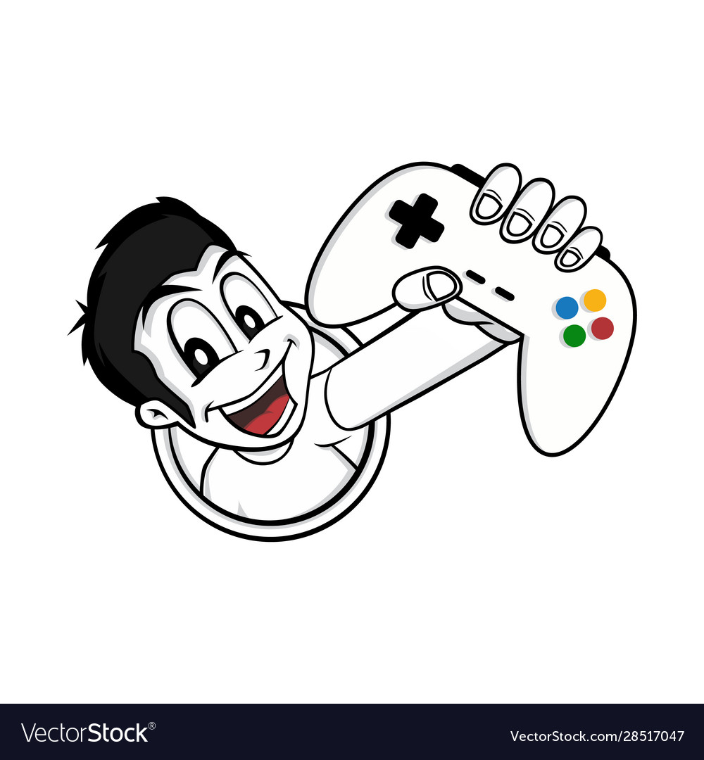 Man holding game console joystick controller logo