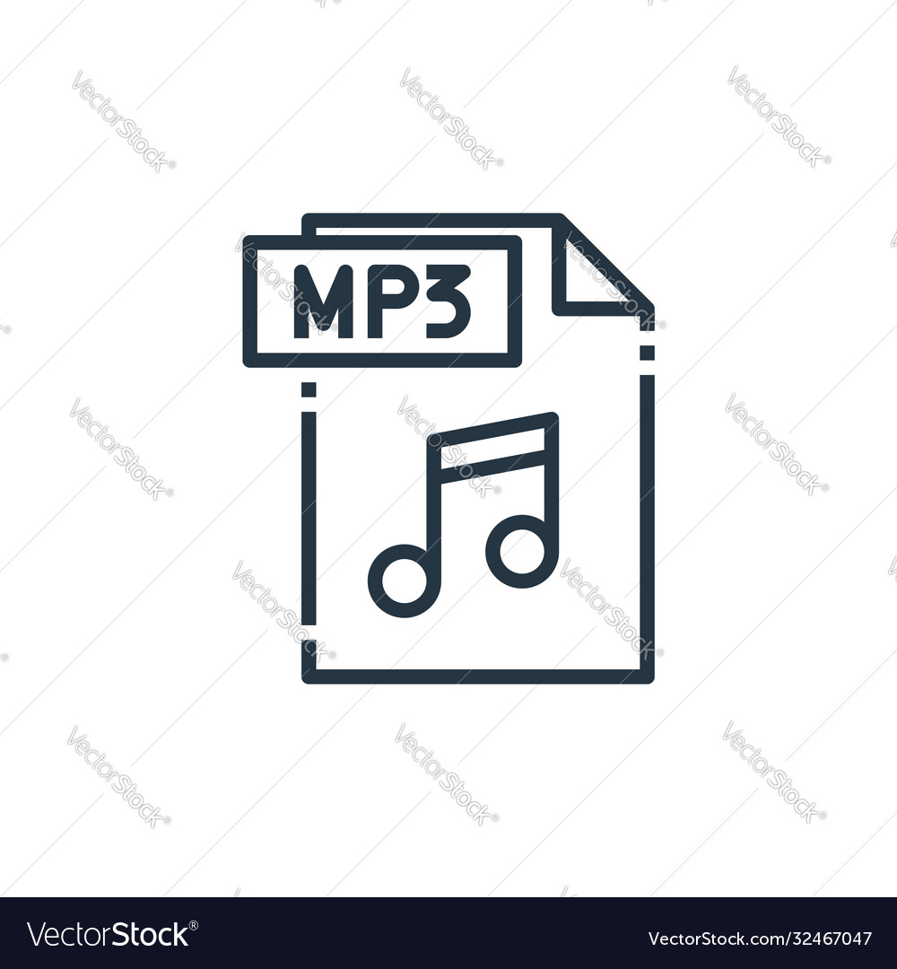 Mp file icon isolated on white background outline