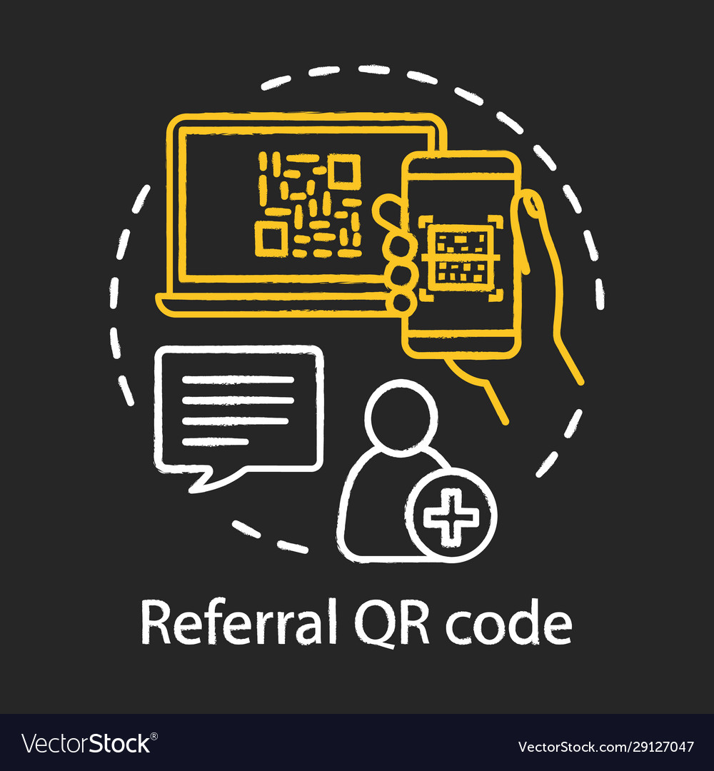 Referral qr code concept chalk icon user vector image Referral qr code concept chalk icon user