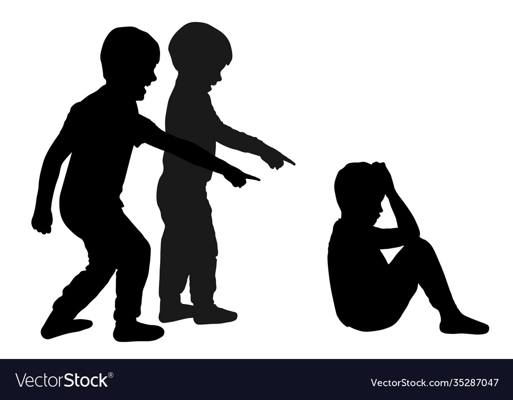 School bullying children taunting a child Vector Image