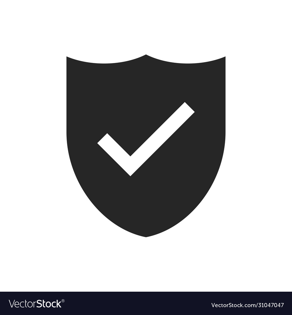 Shield with checkmark icon isolated security vector image Shield with checkmark icon isolated security