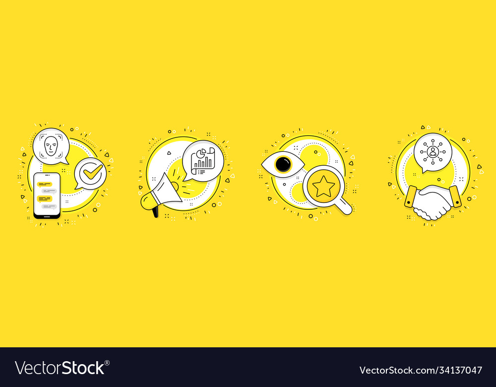 Star report document and face detection icons set