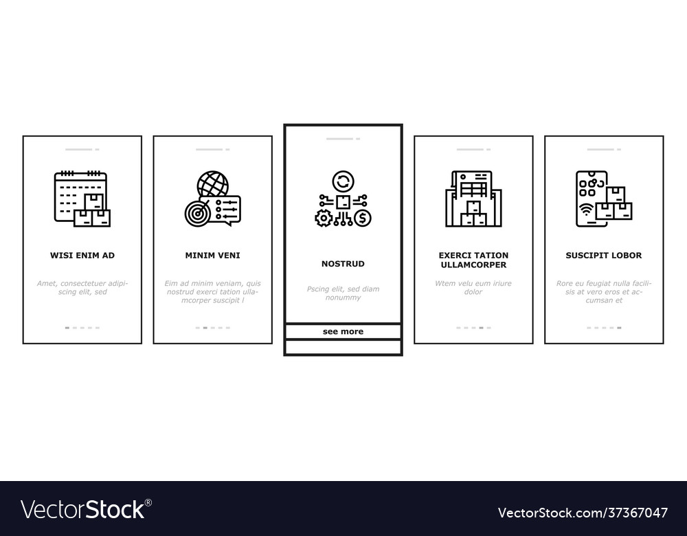 Supply chain management onboarding icons set vector image Supply chain management onboarding icons set