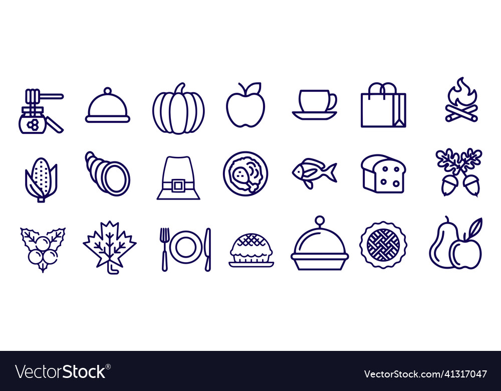 Thanksgiving icons and symbol set design Vector Image