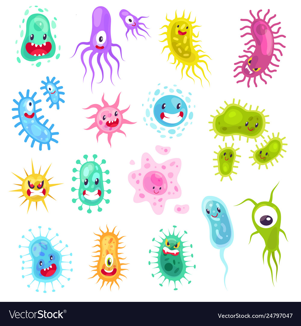 Virus characters funny cute monster viruses Vector Image