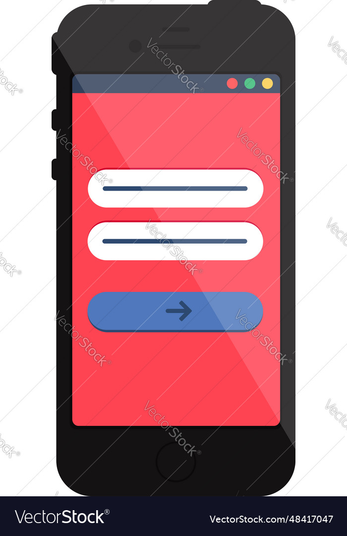 Website mobile application in smartphone vector image Website mobile application in smartphone