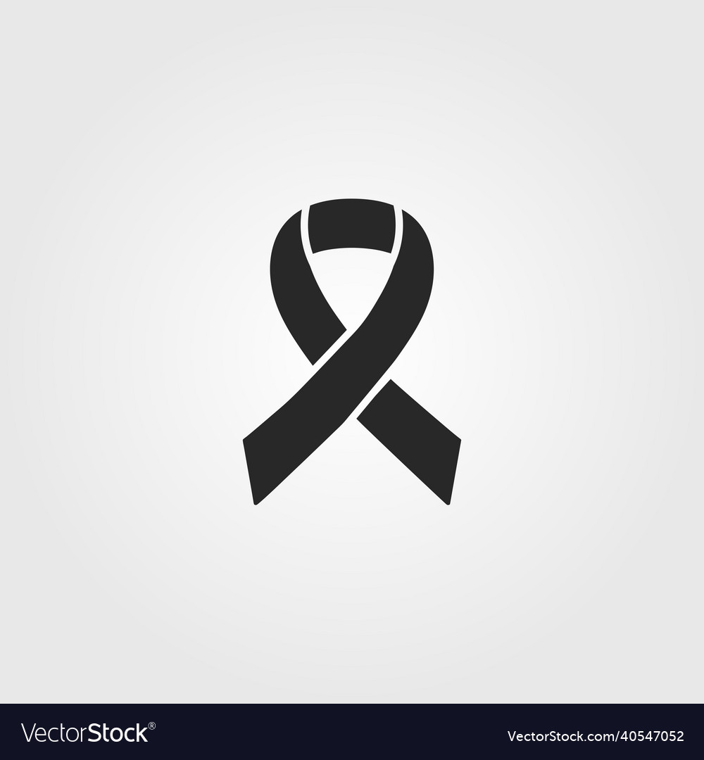 Breast cancer awareness ribbon black icon vector image Breast cancer awareness ribbon black icon