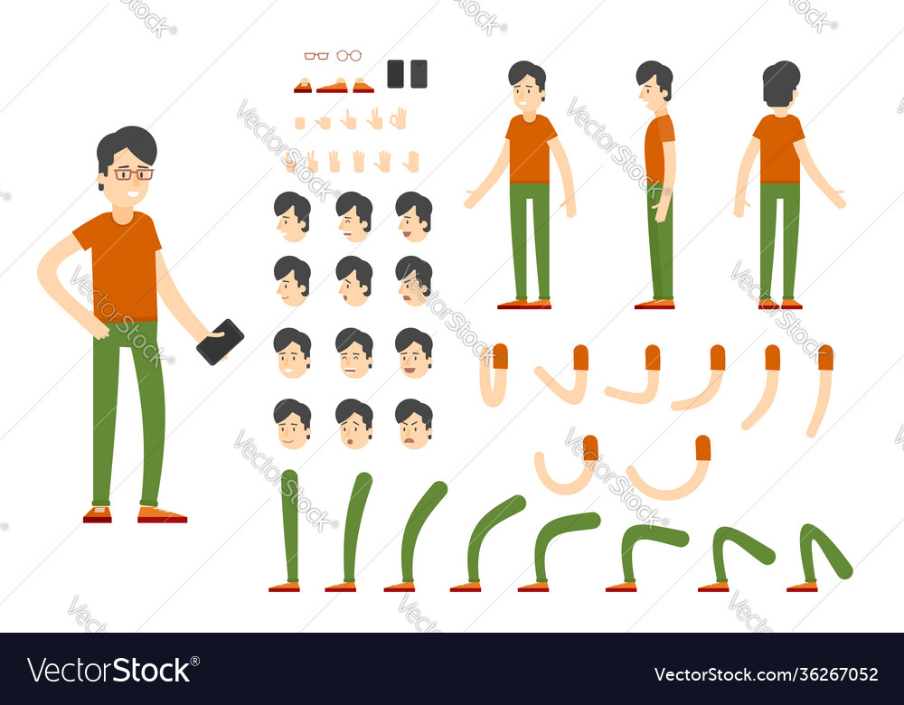 Flat character creation set vector image Flat character creation set