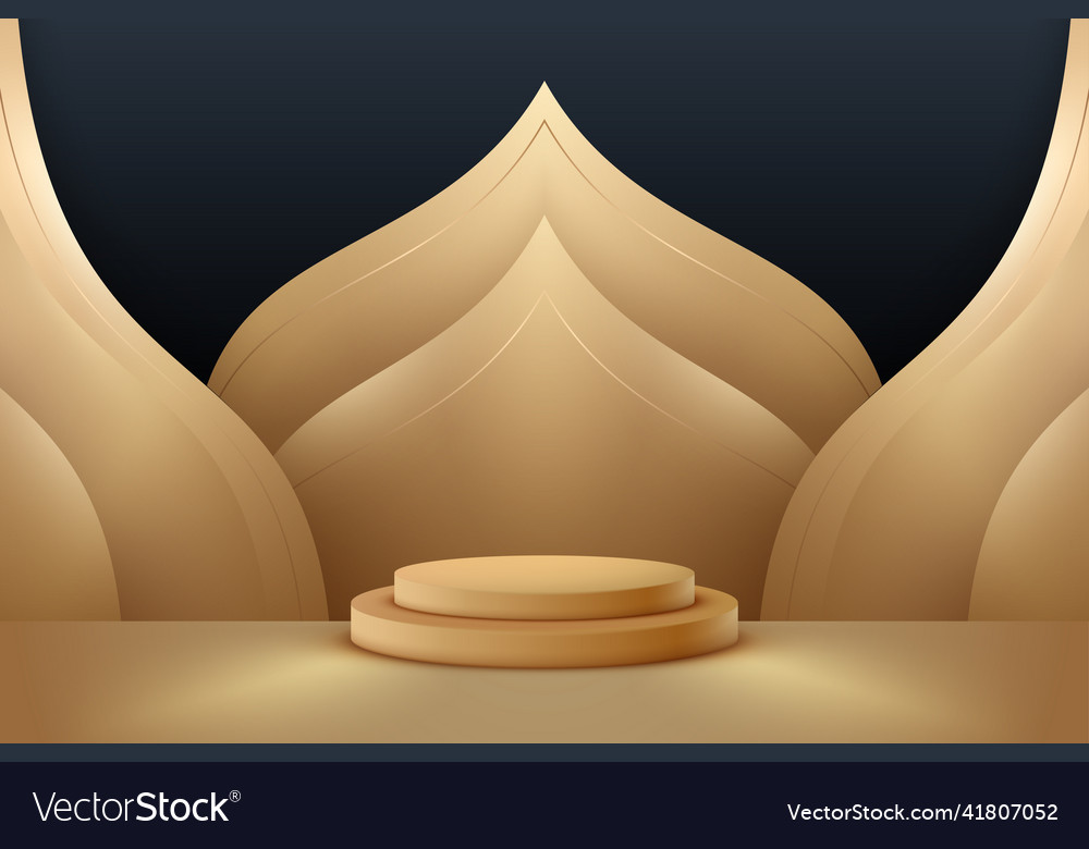Gold 3d render podium background empty showcase Vector Image Gold 3d render podium background empty showcase