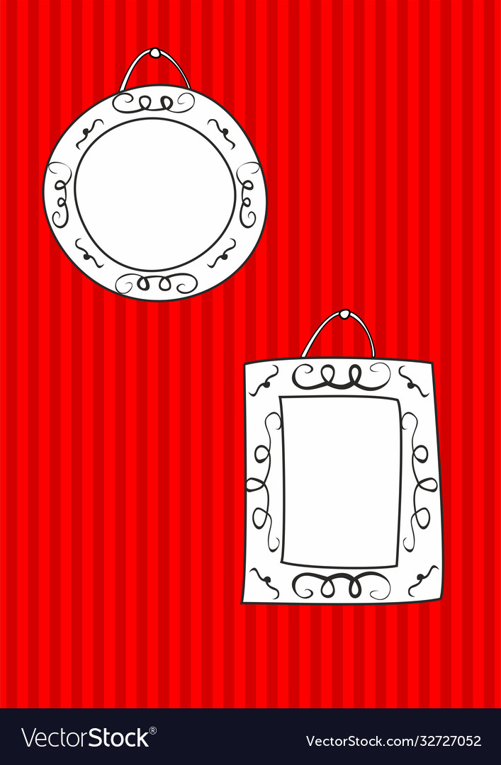 Hand drawn decorative frames set on stripes wall