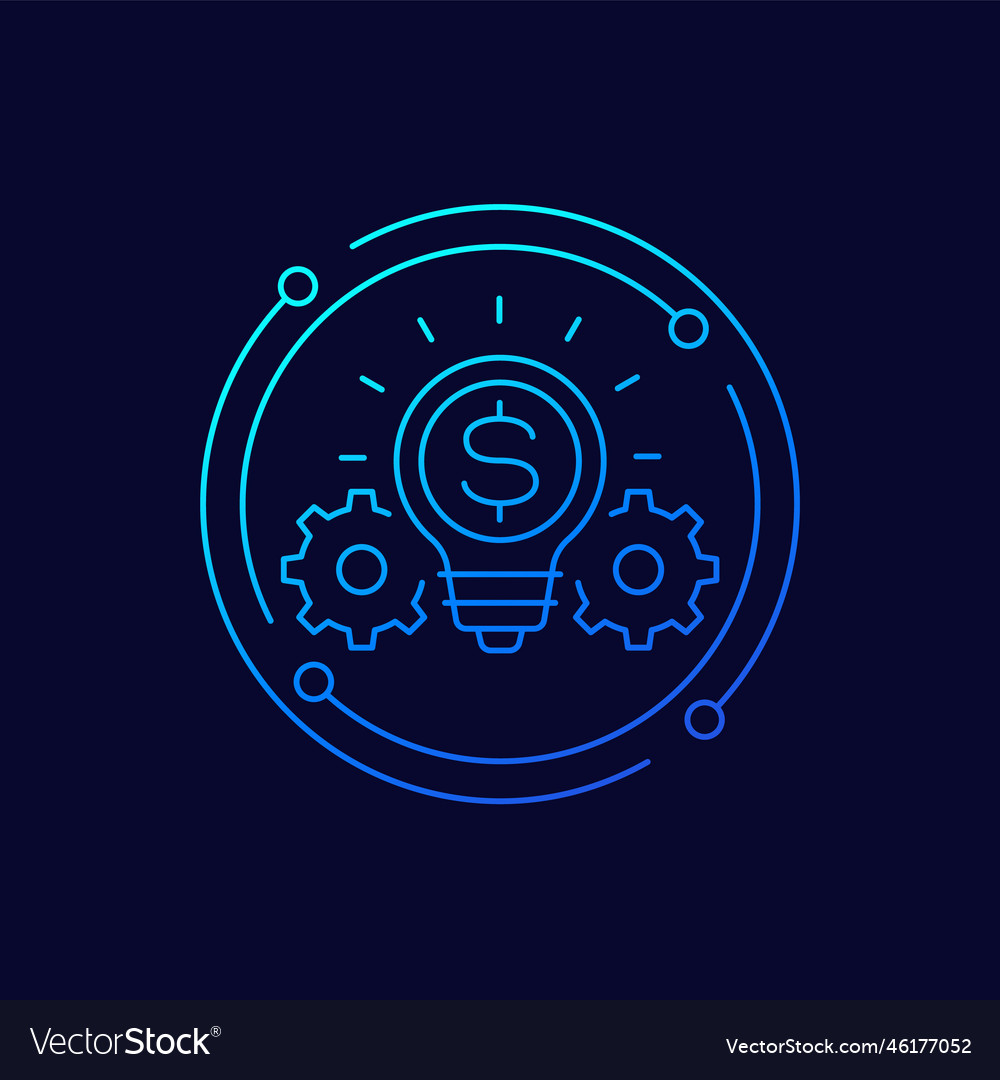 Idea line icon with light bulb and gears