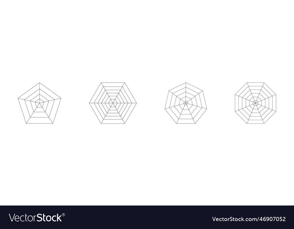 Pentagon hexagon heptagon octagon diagrams Vector Image