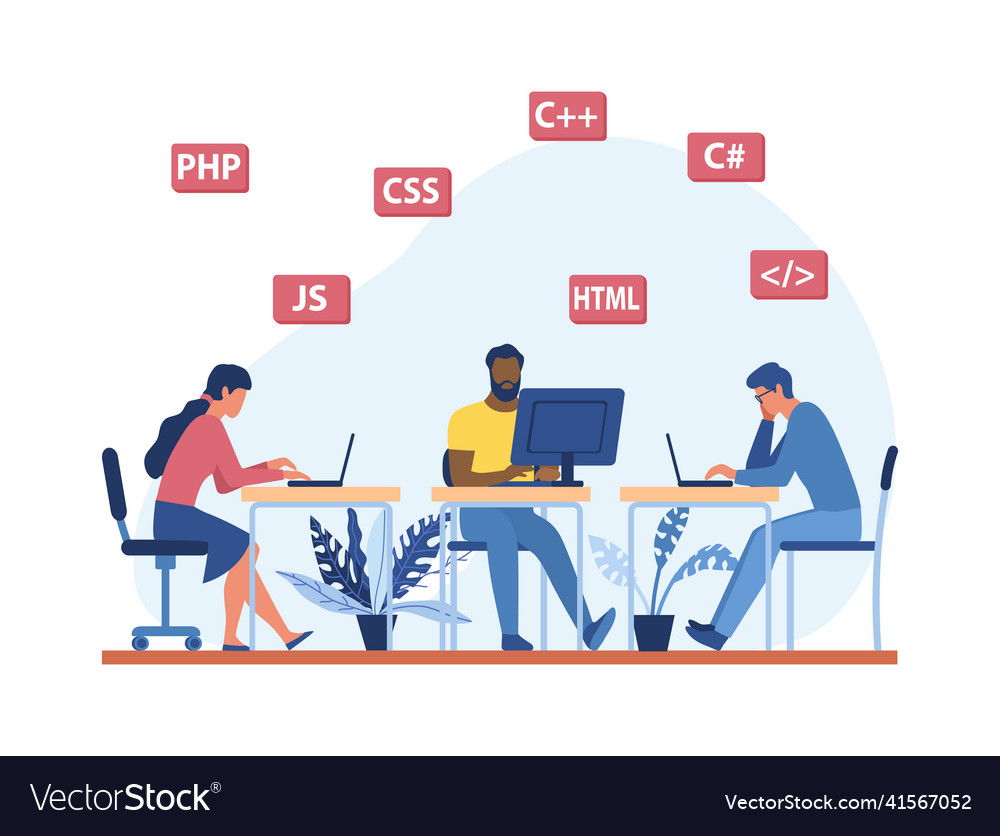 Programmierer entwickeln Anwendungen vector image Programmierer entwickeln Anwendungen