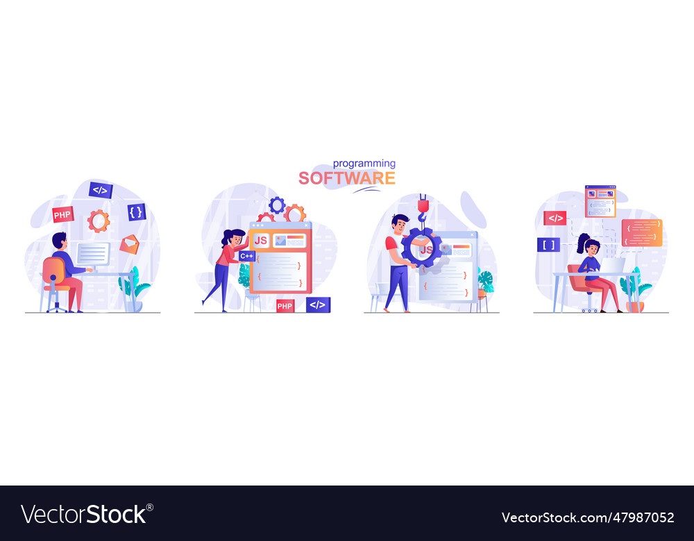 Programming software concept scenes set