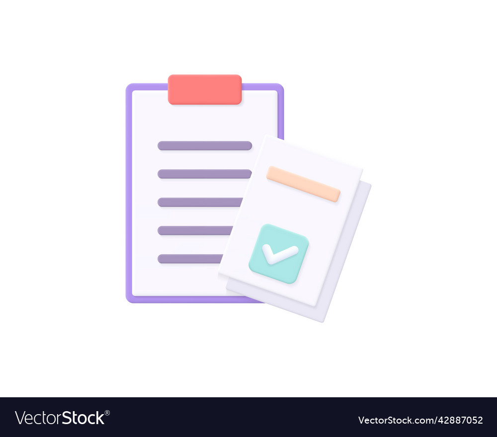 Realistic verified document 3d icon design