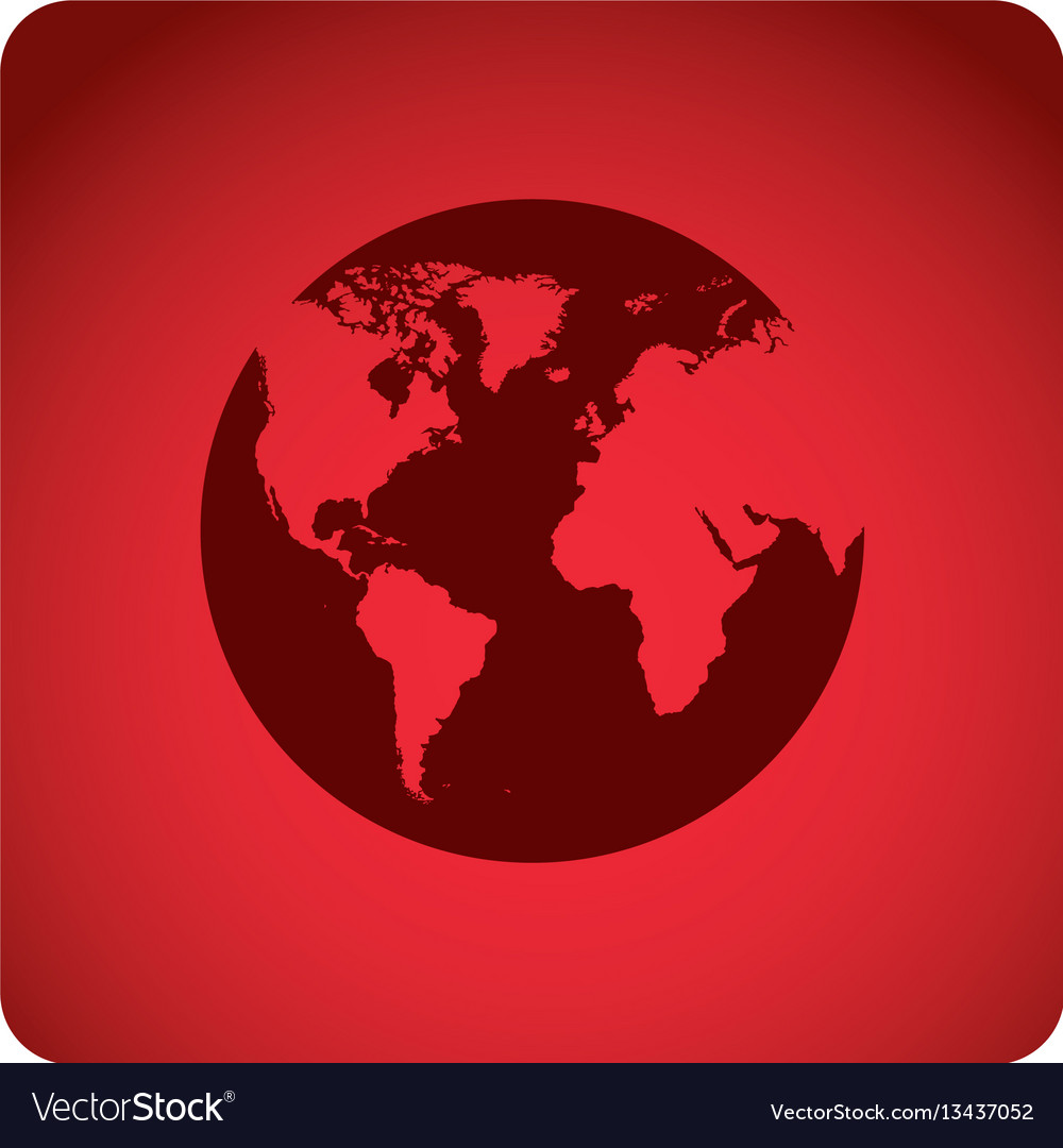 Red square frame with map of the world