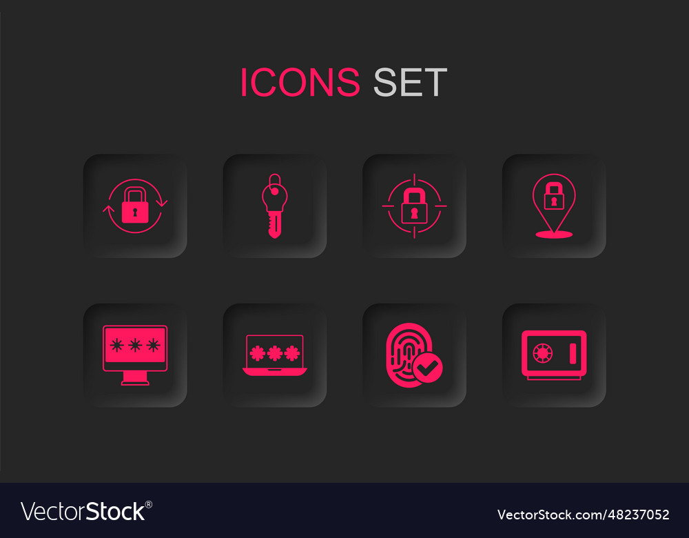 Set laptop with password key lock fingerprint Vector Image Set laptop with password key lock fingerprint