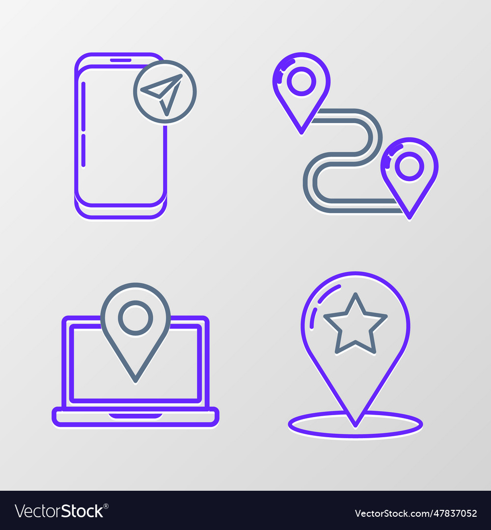 Set line map pointer with star laptop location