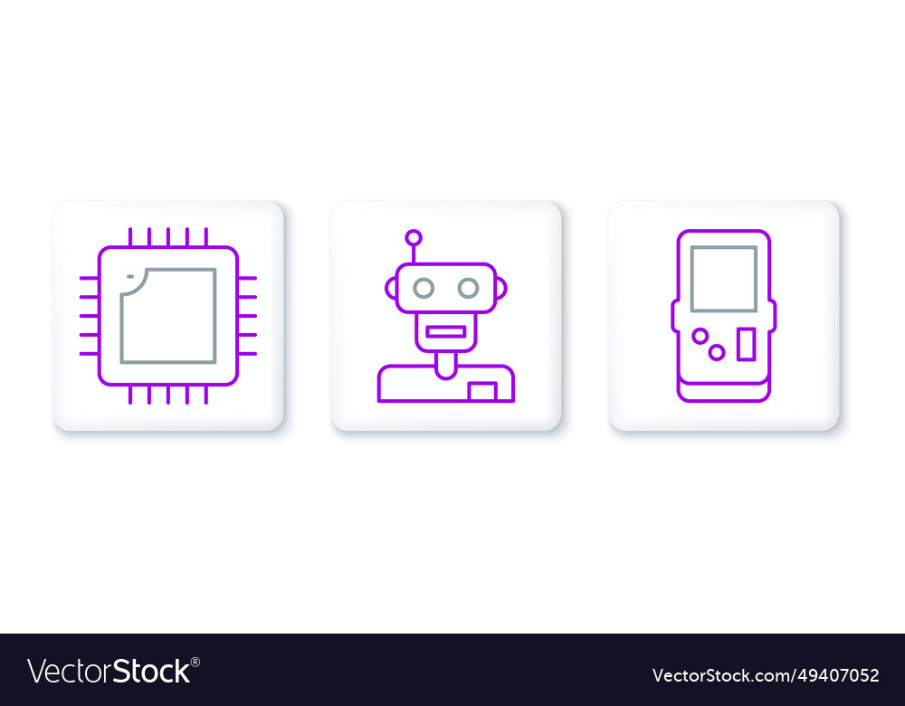 Set line tetris processor with cpu and robot icon Vector Image Set line tetris processor with cpu and robot icon