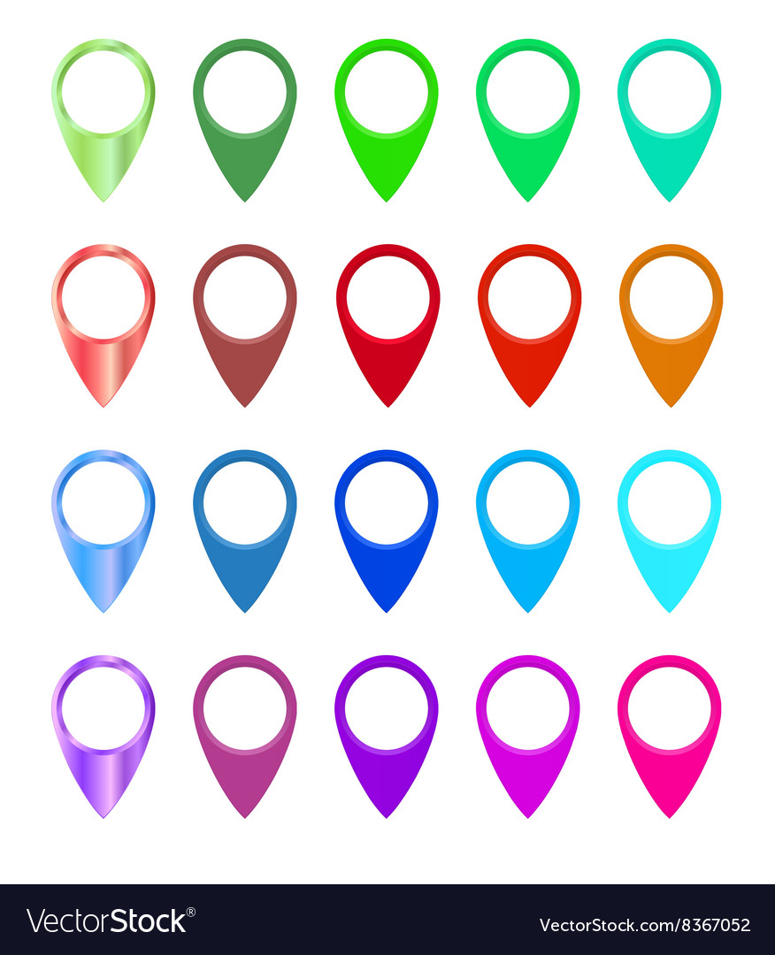Set of blank bright glossy labels pointers map