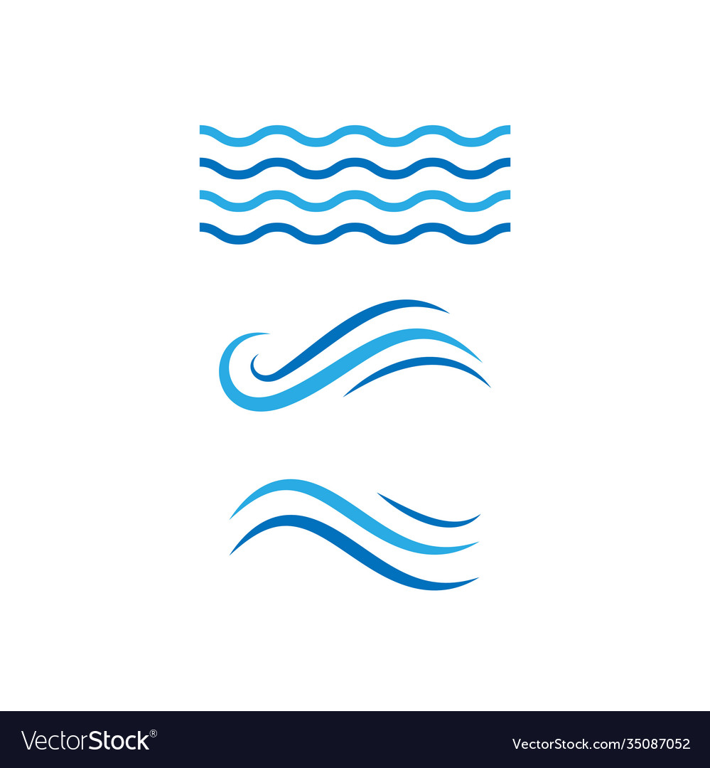 Set water wave icon design logo template Vector Image