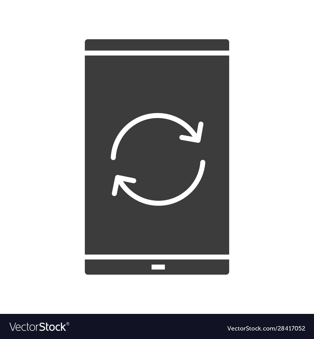 Smartphone reload button glyph icon Royalty Free Vector