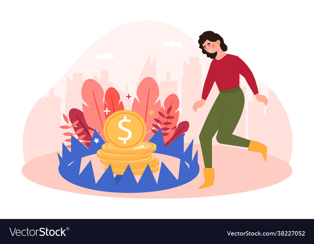 Smiling female character is running to catch vector image Smiling female character is running to catch