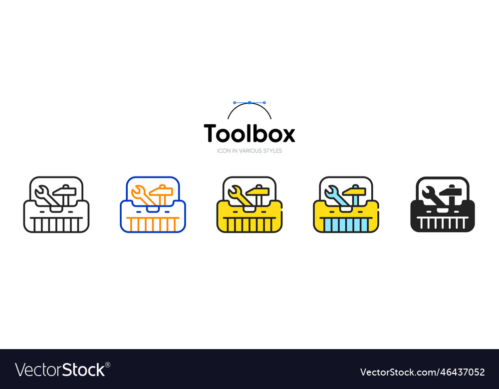 Toolbox line icon in different styles bicolor