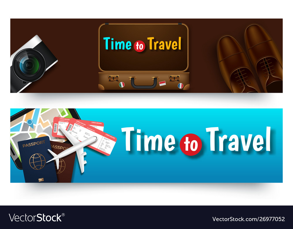 Travel Tours Banner Template Horizontal Royalty Free Vector