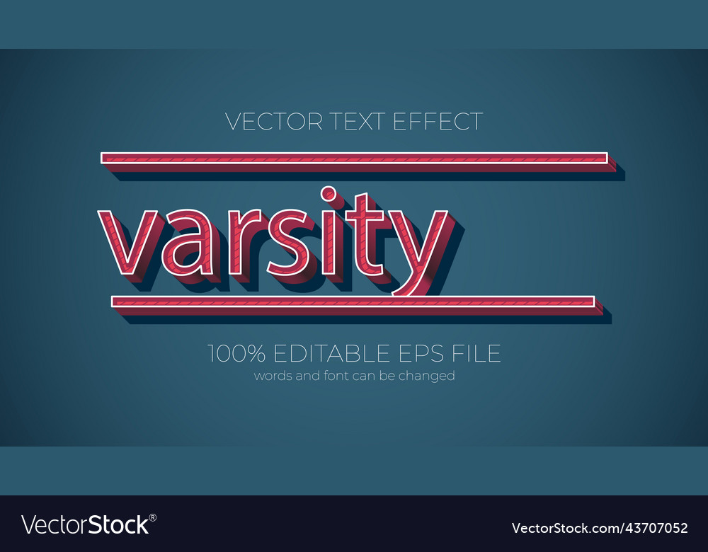 Varsity editable text effect style eps vector image Varsity editable text effect style eps