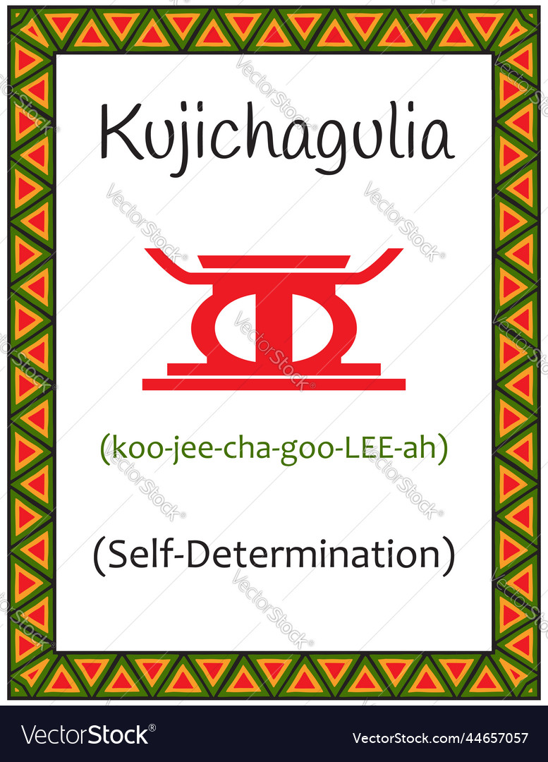 A card with one of the kwanzaa principles symbol