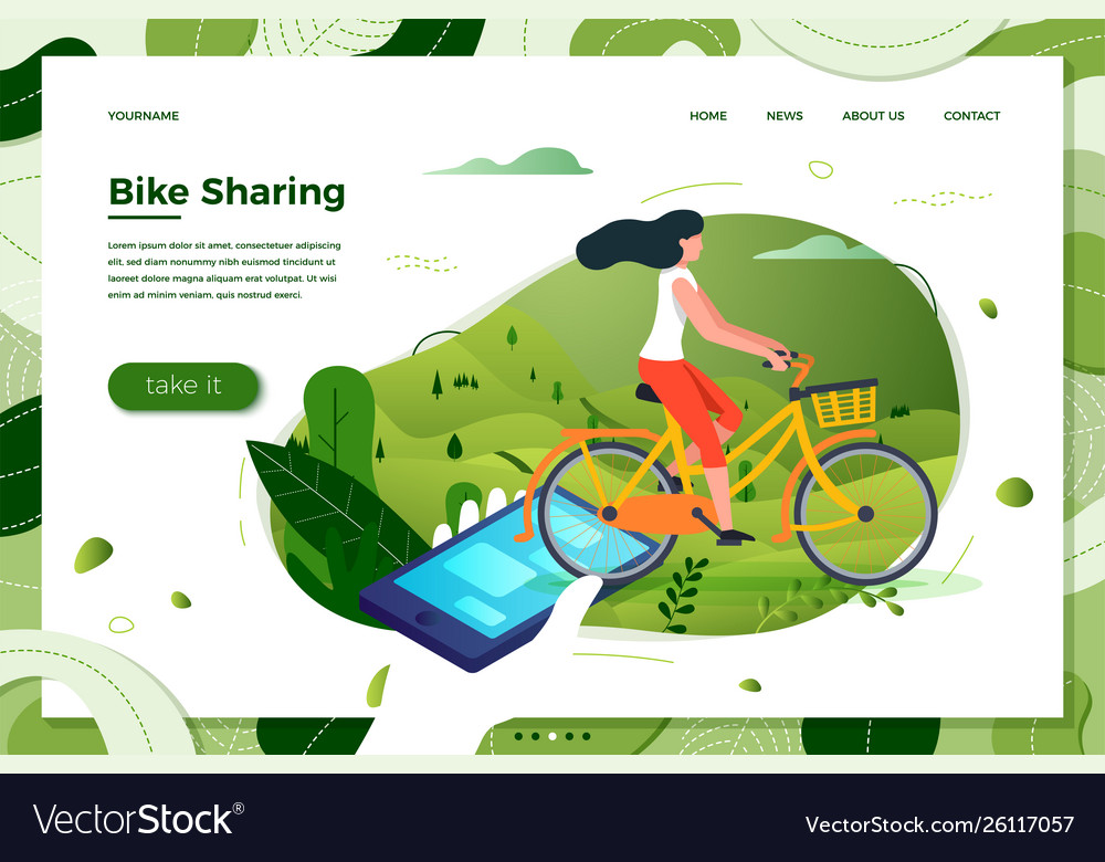 Fahrrad Sharing Anwendung und Reiten Mädchen
