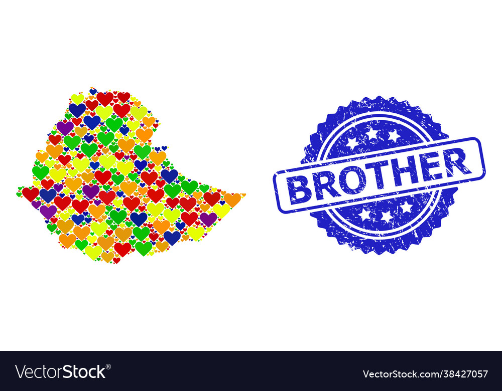 Brother rubber seal and bright heart mosaic map