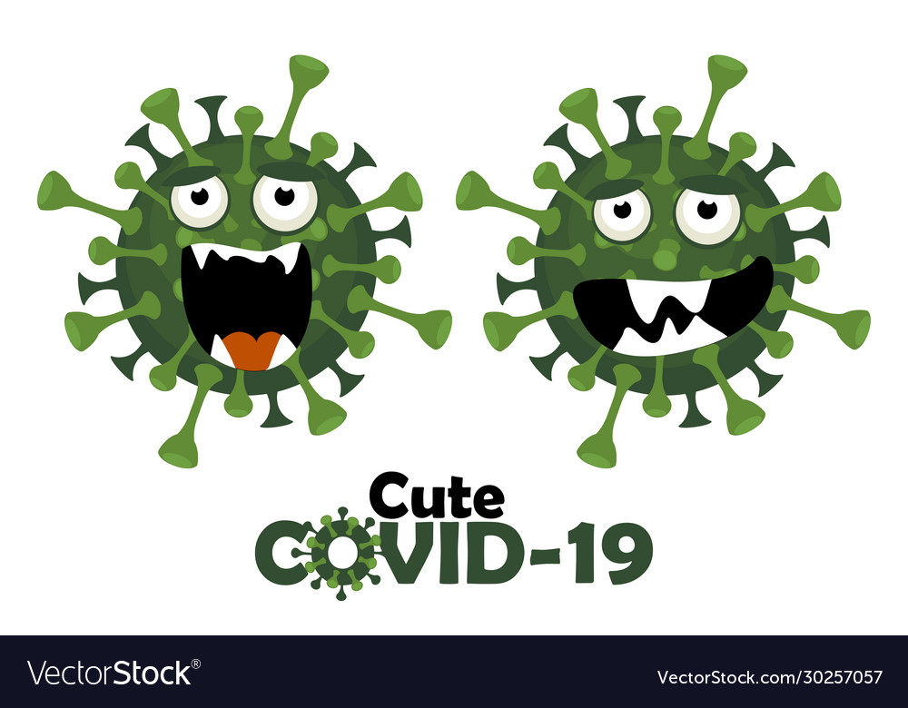 Cartoon character cute covid-19 virus