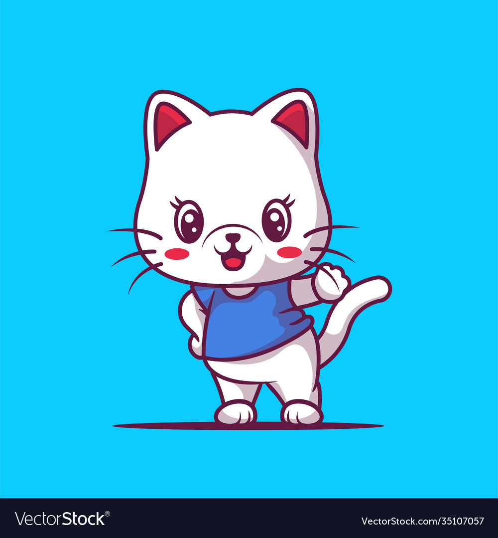 Cute happy cat cartoon Royalty Free Vector Image