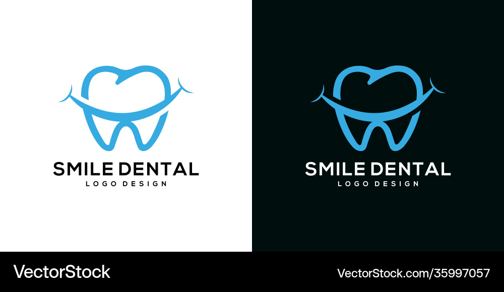 Dental logo with smile template Royalty Free Vector Image