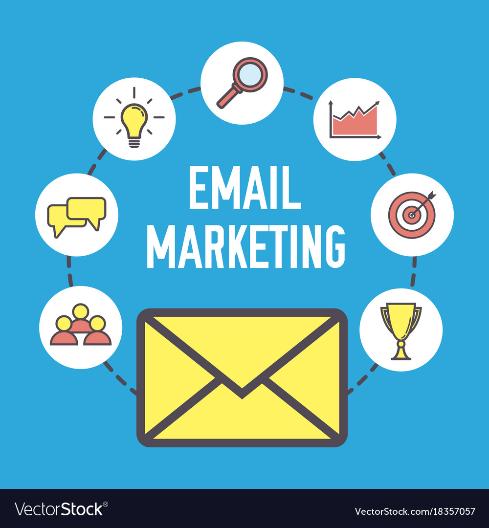 Email Marketing Design Flat Banner Concept With Vector Image