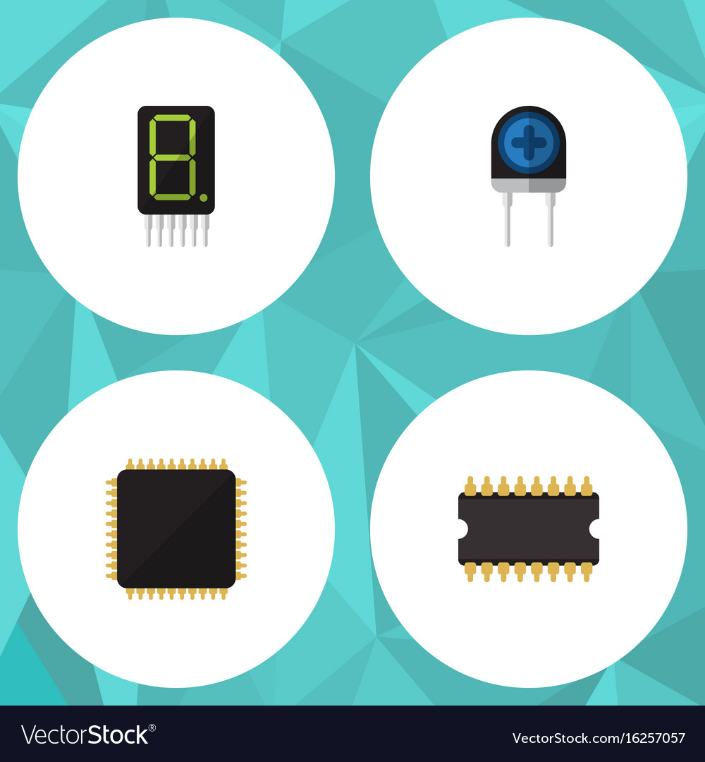 Flat icon appliance set of microprocessor