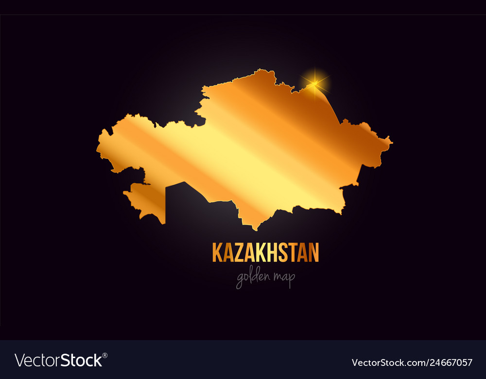 Kazakhstan country border map in gold golden