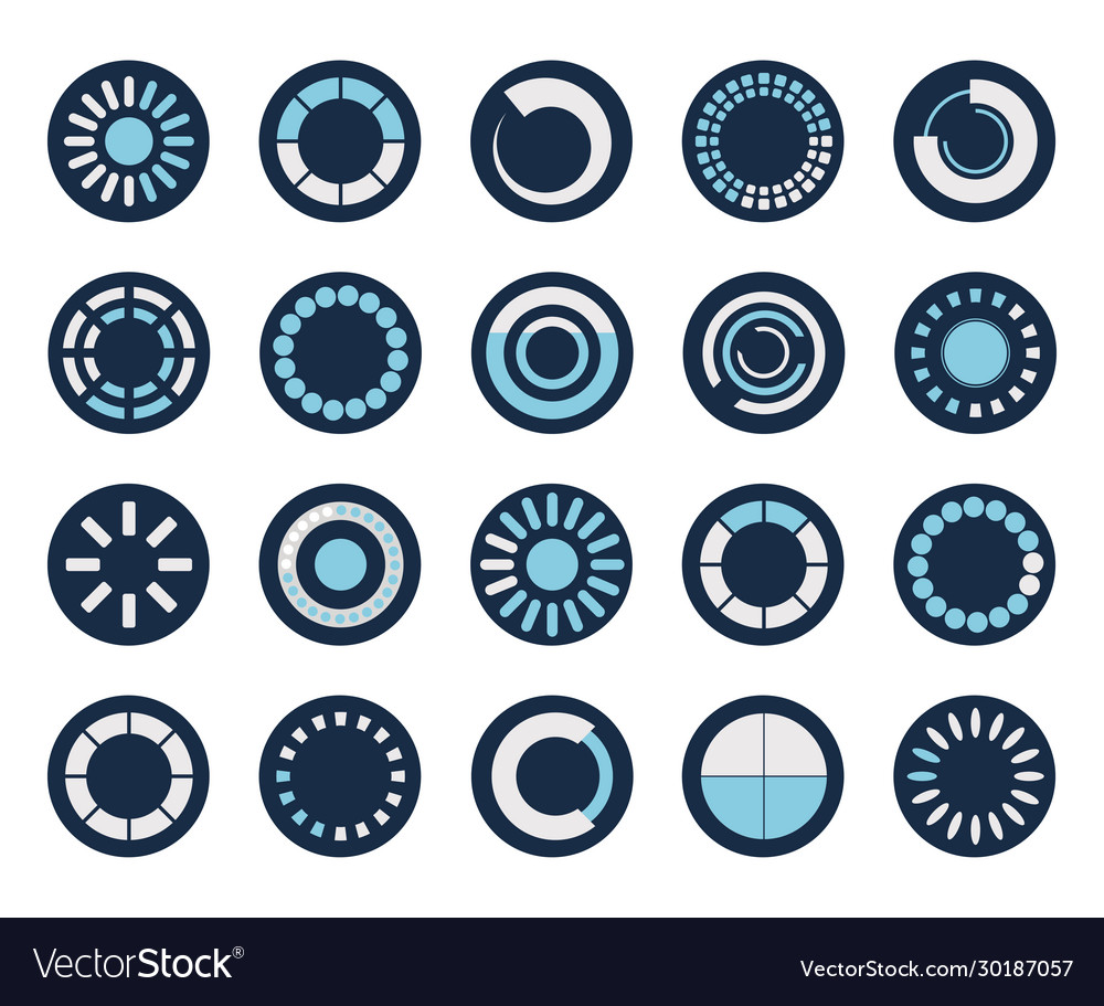 Loading circles block style icon set design