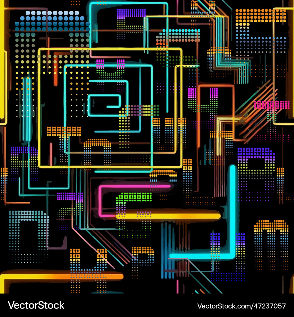 Neon abc colorful illuminated letters seamless Vector Image