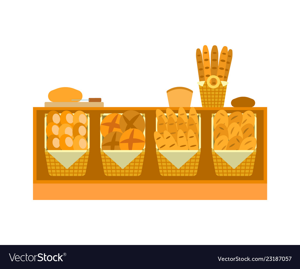 Ounter Stall Bakery Food Products Bread Royalty Free Vector