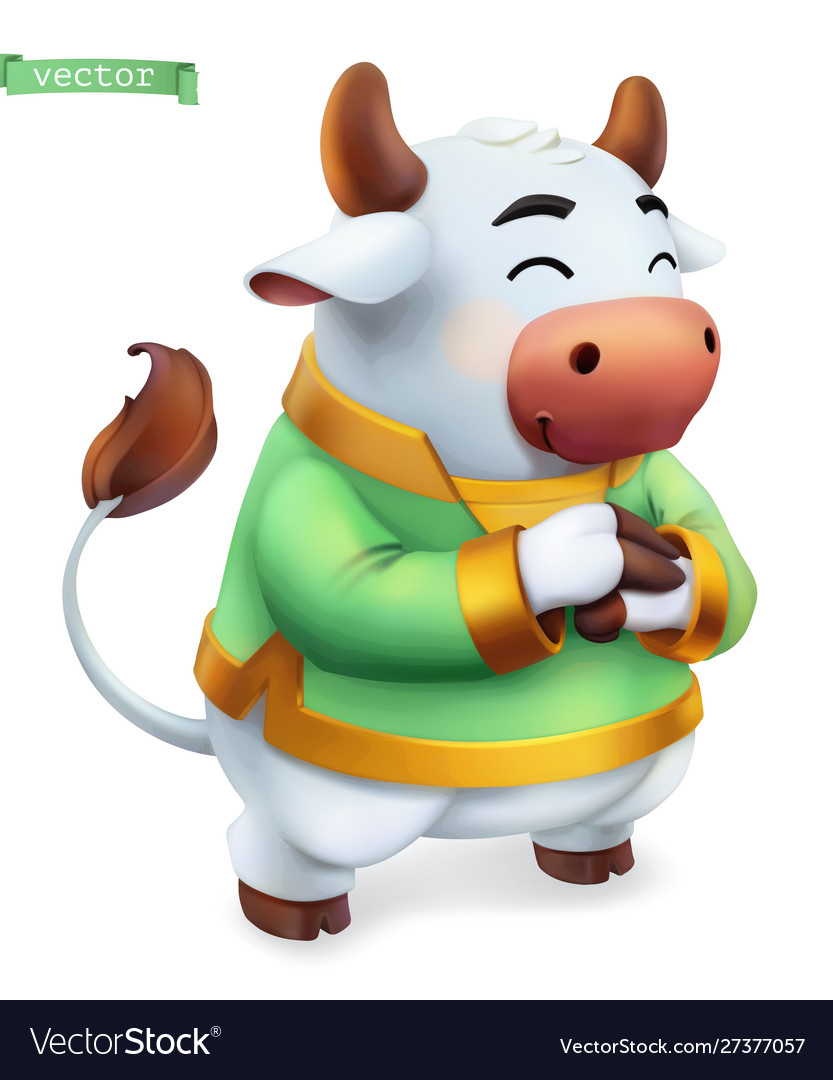 Ox bull funny animal in chinese zodiac vector image Ox bull funny animal in chinese zodiac