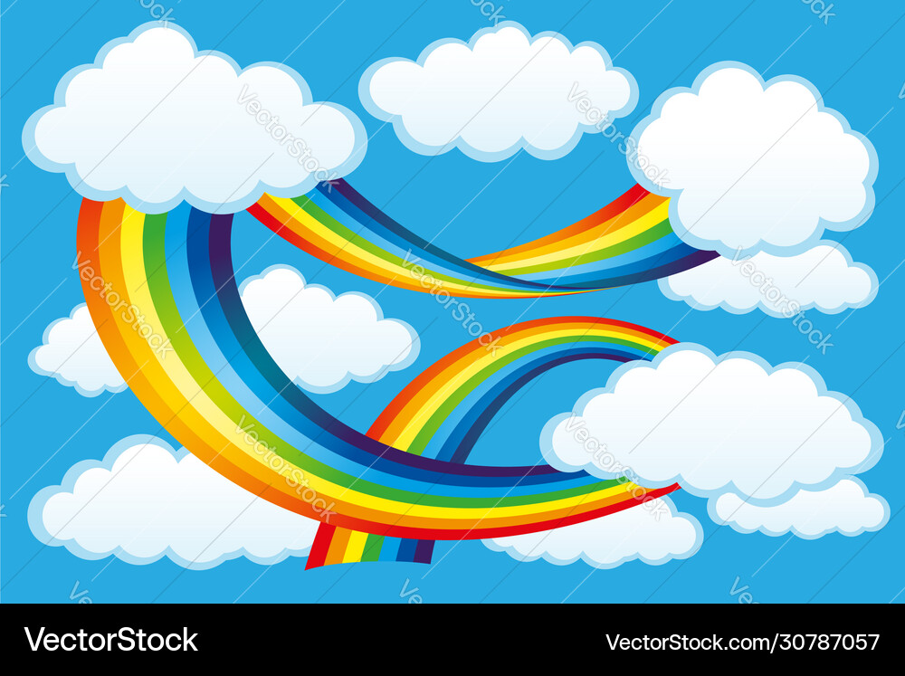 Rainbow and clouds Royalty Free Vector Image - VectorStock