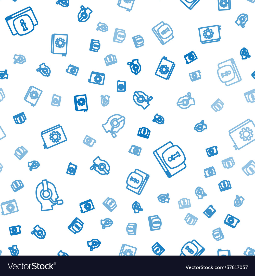 Set line man with a headset monitor faq vector image Set line man with a headset monitor faq